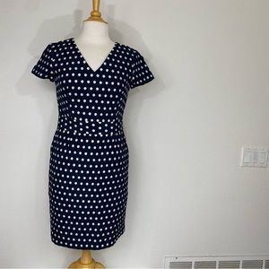 Banana Republic Navy Cream Polka Dot Short Sleeve Sheath Dress Size 6P Classic